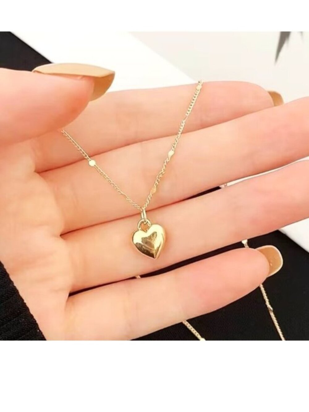 Puffy Heart Necklace Delicate Minimalist Gold Chain Delicate Simple Dainty Sexy
